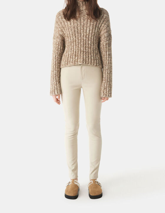 AROYA SLIM-FIT LEATHER PANTS